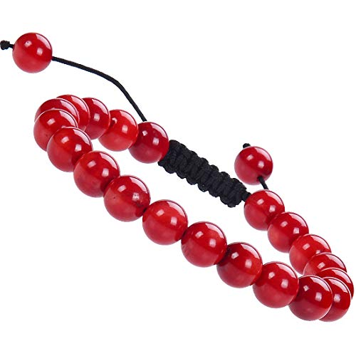 Product Cover MSBeads Massive Beads Hands of Tibet Tibetan Mala Coral Bead Wrist Mala Bracelet for Meditation(Red Coral)