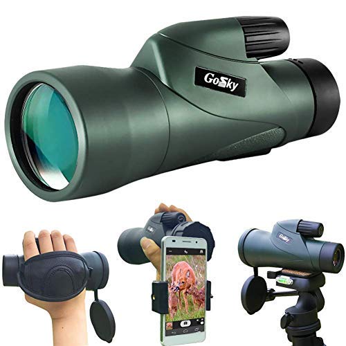 Product Cover Gosky Skyhawk 10x50 High Power Prism Monocular and Quick and Quick Smartphone Holder for Wildlife Bird Watching Hunting Camping Travelling Wildlife Secenery - Smart BAK4 Prism FMC Lens