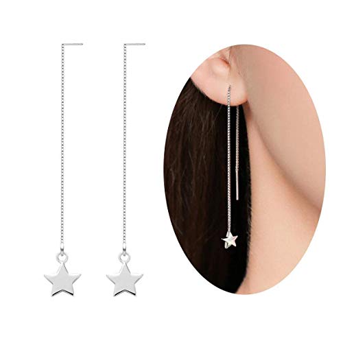 Product Cover Robert JC Sterling Silver Threader Tassel Earrings Star Drop Dangle Long Charm Earrings A Pair