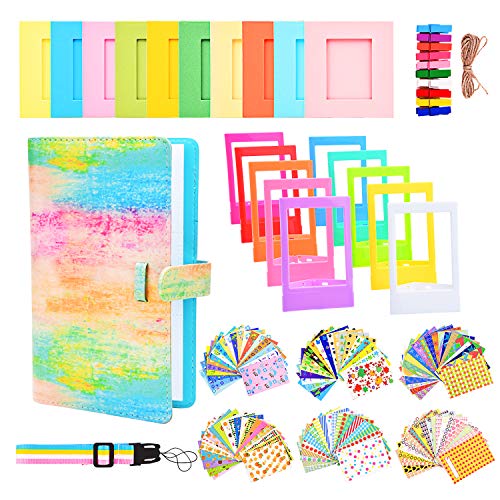 Product Cover Sunmns Accessories Bundle Kit Set for Fujifilm Instax Mini 9 8 90 70 Films, Accessory Include Album, Film Stickers, Desk Frames, Hanging Frame, Strap (Rainbow)
