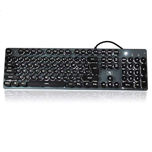 Product Cover Mechanical Feel Typewriter Keyboard Retro Steampunk Keyboard 104 Keys Anti Ghosting Backlit Keyboard Typewriter Retro Style and Round Keycaps for PC and Mac