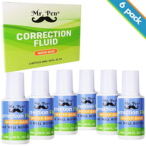 Product Cover Mr Pen- Correction Fluid, Pack of 6, Correction liquid White, Liquid Eraser, White Correction Fluid Foam, White Fluid, White Out, Wipe Out Liquid, Wide Out Fluid, White Correction Tape Pen Fluid