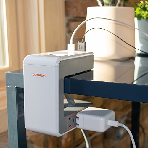 Product Cover Echogear Desk Clamp Power Station with 1080J of Surge Protection - U Shaped Power Strip with 6 AC Outlets, 2 Standard USBs, 1 USB-C Port - Includes Long 6ft Cord & Switch for Manual Power Control