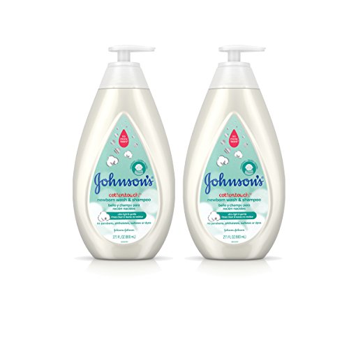 Product Cover Johnson's CottonTouch Newborn Baby Wash & Shampoo, Made with Real Cotton, Twin Pack, 2X 27.1 fl. oz