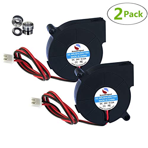 Product Cover SoundOriginal 24V DC Brushless Blower Cooling Fan 50x50x15mm,for 3D Printer Humidifier Aromatherapy and Other Small Appliances Series Repair Replacement (24v Dual Ball Bearing 2pack)