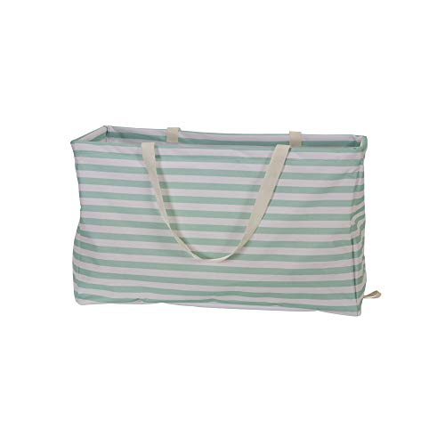 Product Cover Household Essentials 2242 Krush Canvas Utility Tote | Reusable Grocery Shopping Laundry Carry Bag | Teal And White Stripes, 22