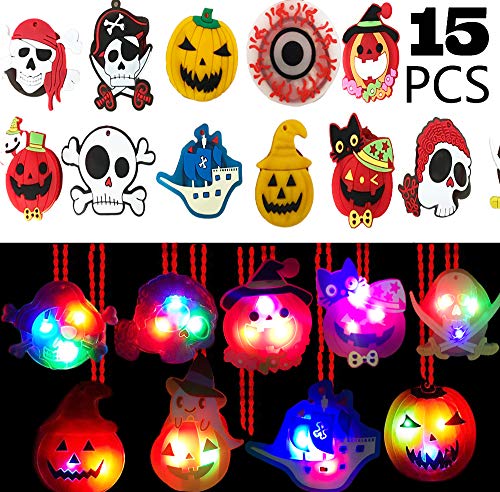 Product Cover AISENO Halloween LED Light up Necklace 15PC Party Favors Set for Kids Goodie Bag Filler Gift Package
