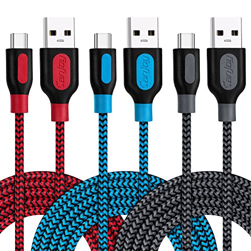 Product Cover USB Type C Cable, Canjoy 3 Pack 10ft Braided Type C Charger Fast Charging Cord Compatible Samsung Galaxy S10 S10+ S10e S8 S9 Plus Note 8 9, LG V20 G5 G6 V30, HTC, Google Pixel, Nexus 6P 5X, Moto X4 G6