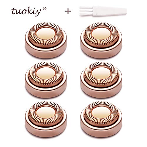 Product Cover tuokiy Facial Hair Remover Replacement Heads, 18K Rose Gold-Plated Blade Head Cover for Women's Painless Facial Hair Remover, As Seen On TV, 7 Count,(Rose Gold)