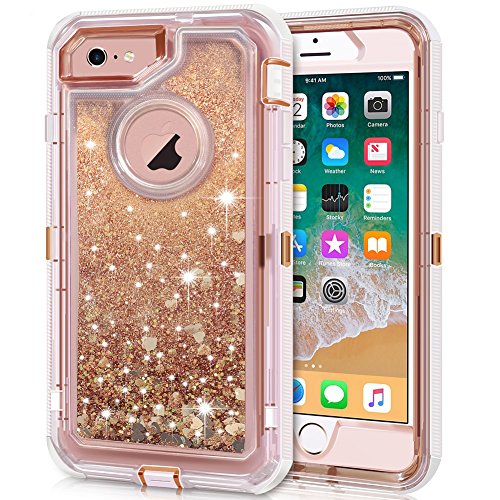Product Cover iPhone 6S Case, iPhone 6 Case, Anuck 3 in 1 Hybrid Heavy Duty Defender Case Sparkly Floating Liquid Glitter Protective Hard Shell Shockproof TPU Cover for Apple iPhone 6 /iPhone 6S 4.7