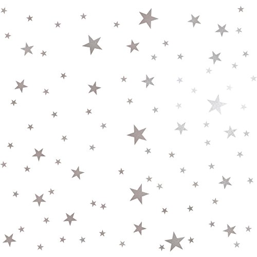 Product Cover Mozamy Creative Star Wall Decals (189 Count) Silver Star Decals Nursery Decals Removable Peel and Stick Wall Decals, Vintage Silver