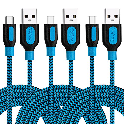 Product Cover USB Type C Cable, Canjoy 3Pack 10ft Braided USB C Charger Cable Fast Charging Cord Compatible Samsung Galaxy S10 S9 S8 Plus Note 9 Note 8, Google Pixel XL 2XL 3XL, LG G7 ThinQ, Moto X4 Z3 G6, HTC U12