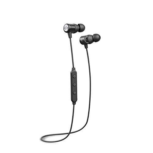 Product Cover MuveAcoustics Edge Bluetooth in-Ear Headphones, IPX-4 Waterproof, Wireless Noise Cancelling Sport Earbuds, Rich Bass Earphones with mic, case, up to 7 Hours, Black