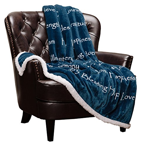 Product Cover Chanasya Hope Faith Love Joy Inspiring Message Gift Throw Blanket - Perfect Caring Uplifting Thoughtful Personalized Gift for Blessing Prayer for Male Female Best Friend Sherpa - Blue Throw