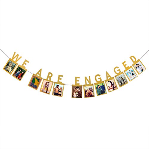 Product Cover INNORU We are Engaged Photo Banner - Gold Engagement Bunting for Weddings Party Decorations Supplies