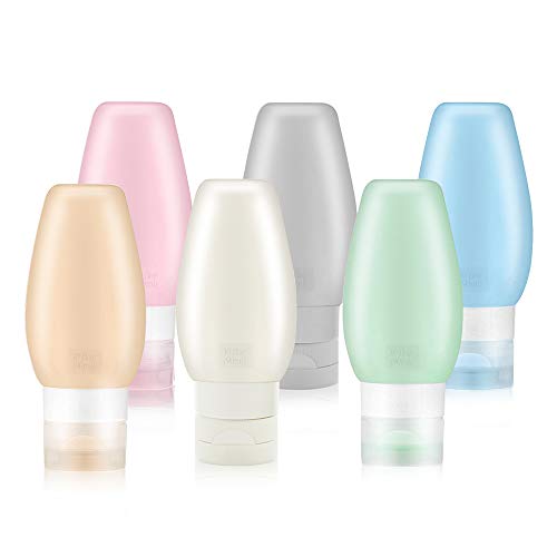 Product Cover Travel Bottles TSA Approved, Uerstar 3oz Leak Proof BPA Free Silicone Cosmetic Travel Size Toiletry Containers for Shampoo Lotion Soap (6 Pack)
