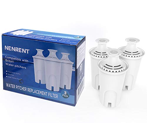 Product Cover NENRENT 9802 Water Pitcher Replacement Filter Compatible with Brita Water pitchers (3 pack)