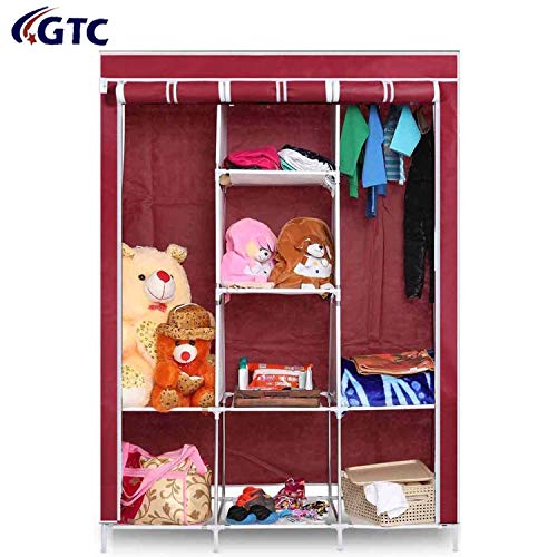Product Cover GTC 6+2 Layer Fancy and Portable Foldable Collapsible Closet/Cabinet (Need to Be Assembled) (88130) (Wine)