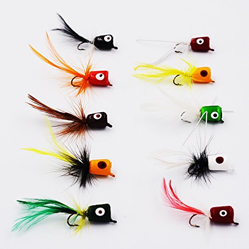 Product Cover Flyafish Bass Popper Dry Fly Fishing Lure Kit Panfish Bait