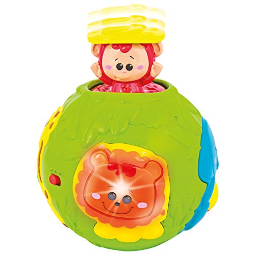 Product Cover KiddoLab Jungle Animal Roll & Learn Fun Baby Activity Ball. Activity Center with Light, Sounds and Music. Crawling Toys for 6 Month Old boy.Electronic Playtime Light Up Monkey Ball Toy for Toddlers.