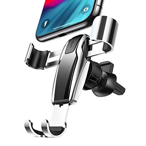 Product Cover AINOPE Cell Phone Holder for Car, Gravity Car Phone Mount Auto-Clamping Air Vent Car Phone Holder Universal Car Phone Mount Compatible iPhone Xs MAX/X/XR/8/7, Galaxy Note 9/S10 Plus/S9 - Silver (Divi)