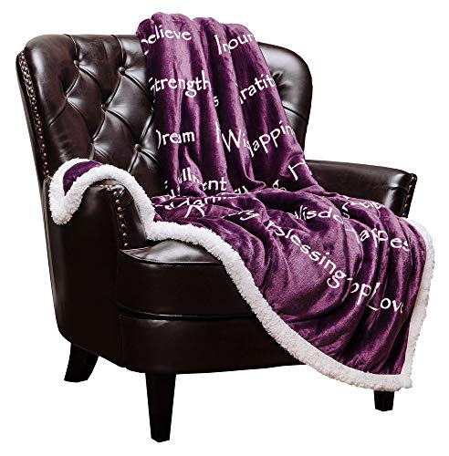 Product Cover Chanasya Hope Faith Love Joy Inspiring Message Gift Throw Blanket - Perfect Caring Uplifting Thoughtful Personalized Gift for Blessing Peace Prayer for Male Female Best Friend - Aubergine Throw