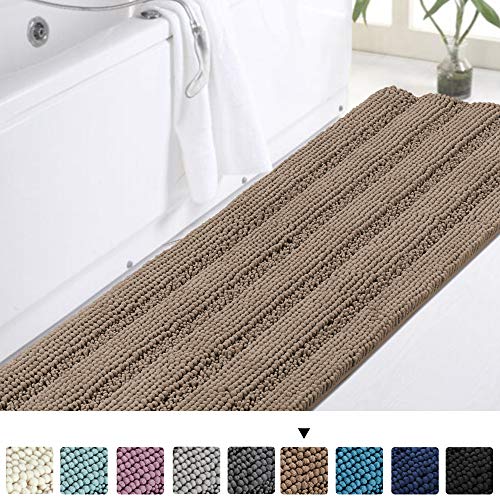 Product Cover Turquoize Chenille Bathroom Runner Extra Long Bathroom Rug Shaggy Kitchen Rugs and Mats Shower Rug for Bathroom Rugs Non Slip Absorbent Bath Mat Runner for Kitchen/Living Room, 47