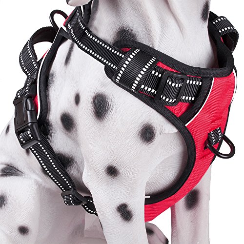 Product Cover PoyPet No Pull Dog Harness, Reflective Vest Harness with Front & Back 2 Leash Attachments and Easy Control Handle for Small Medium Large Dog (Red, XL)