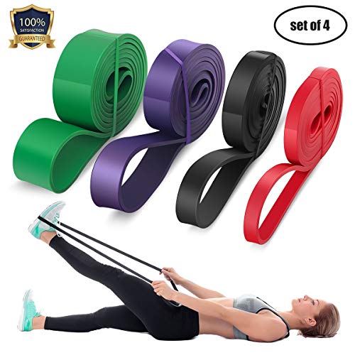 Product Cover LEEKEY Resistance Band Set, Pull Up Assist Bands - Stretch Resistance Band - Mobility Band Powerlifting Bands For Resistance Training, Physical Therapy, Home Workouts (Set-4)