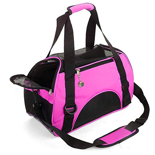 Product Cover ZaneSun Cat Carrier,Soft-Sided Pet Travel Carrier for Cats,Dogs Puppy Comfort Portable Foldable Pet Bag Airline Approved (Small Pink)