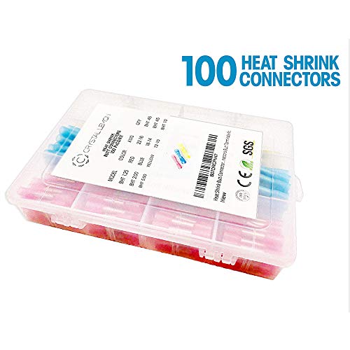 Product Cover Heat Shrink Butt Connectors, 100PCS Waterproof Electrical Wire Connectors Butt Terminals Kit