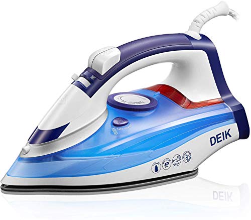 Product Cover Deik Iron, Steam Iron, Anti-Calc Non-Stick Ceramic Soleplate Iron with Self-Cleaning Function, Variable Temperature, Steam Control, Steam Boost Control up to 25g / min, White/Blue