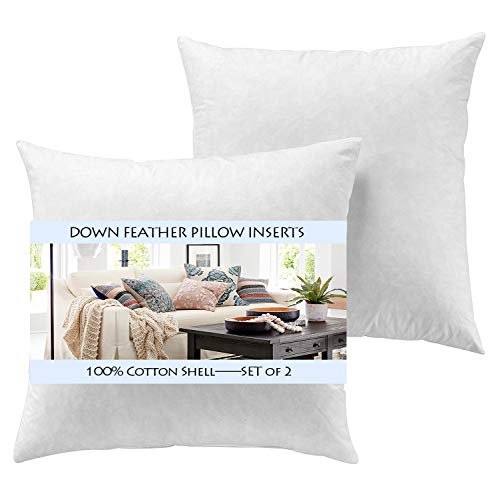 Product Cover YesterdayHome Set of 2-22x22 Decorative Throw Pillow Inserts-Down Feather Pillow Inserts-White