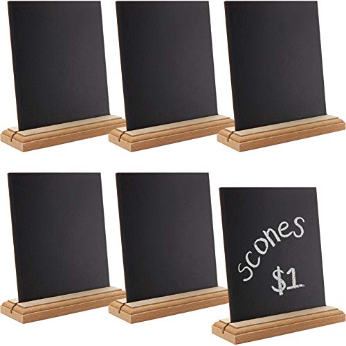 Product Cover Juvale Mini Tabletop Chalkboard Signs with Wood Base (6 Pack), 6 x 5.5 Inches