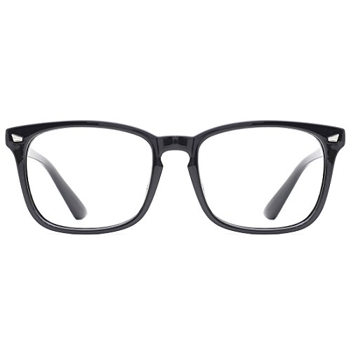 Product Cover TIJN Blue Light Blocking Glasses Square Nerd Eyeglasses Frame Anti Blue Ray Computer Game Glasses (Black)