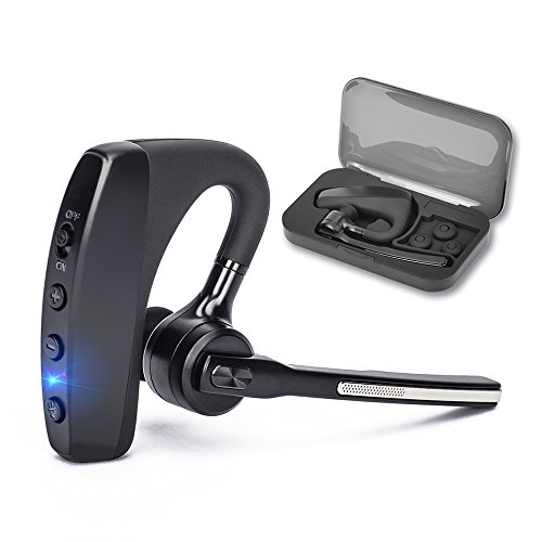 Product Cover Bluetooth Headset V4.2, SHINETAO Hands-Free Bluetooth Earpiece Cell Phones, 2 HD Microphones Wireless Earpieces Business/Driving/Office, Compatible with iPhone/Samsung/Android