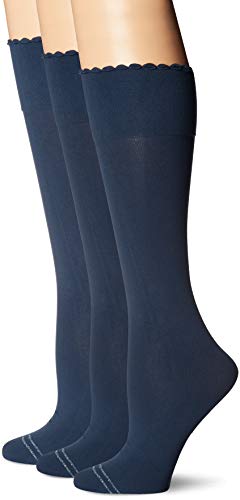 Product Cover HUE Women's Graduated Compression Knee Hi Socks 3 Pair Pack, Assorted, opaque/slate blue, One Size