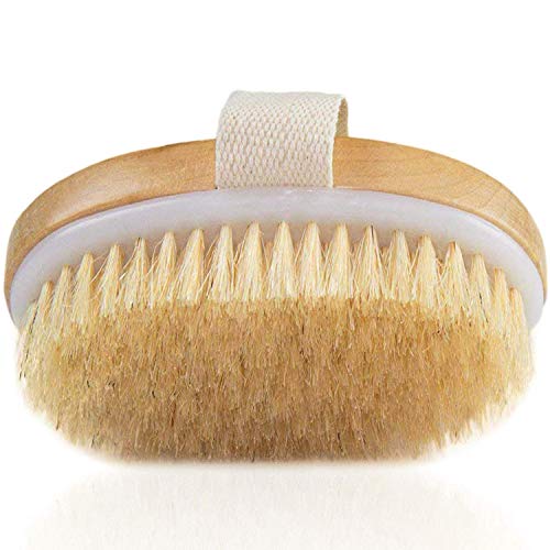 Product Cover Dry Brushing Body Brush - Exfoliating Brush - Natural Bristle Dry Brush for Remove Dead Skin Toxins Cellulite,Treatment,Improves Lymphatic Functions,Exfoliates,Stimulates Blood Circulation,Single
