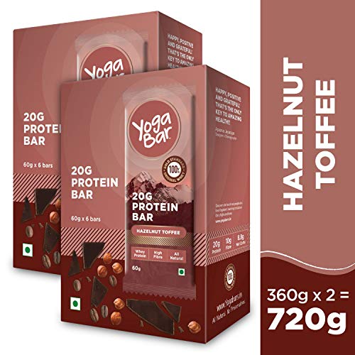 Product Cover Yogabar 20 gram Protein Bar Hazlenut Toffee - 6 x 60 g (Pack of 2)
