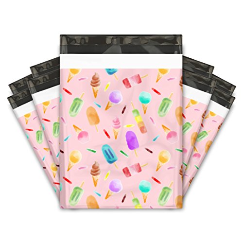 Product Cover 10x13 (100) Ice Cream Treats Designer Poly Mailers Shipping Envelopes Premium Printed Bags