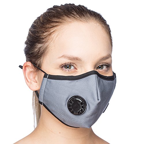Product Cover Debrief Me Dust Mask - Anti Pollution Breathable Respirator Mask (1 Mask + 6 Filters) Military Grade N99 Flu Mask Carbon Activated Filtration - Reusable Washable - Comfy Cotton Adjustable (Grey)