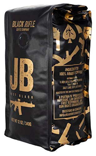 Product Cover Just Black Medium Roast Whole Bean Coffee by Black Rifle Coffee Company | 12 oz Bag of Premium Gourmet Specialty Coffee | Perfect Coffee Lovers Gift