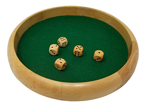 Product Cover DA VINCI Economy Line of Wood Dice Rolling Tray with 5 Wooden Dice (12 Inch Round)
