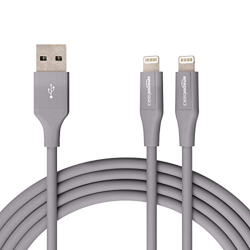 Product Cover AmazonBasics Lightning to USB A Cable, Advanced Collection, MFi Certified iPhone Charger, Grey, 10 Foot, 2 Pack