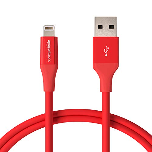Product Cover AmazonBasics Lightning to USB A Cable, Advanced Collection, MFi Certified iPhone Charger, Red, 3 Foot