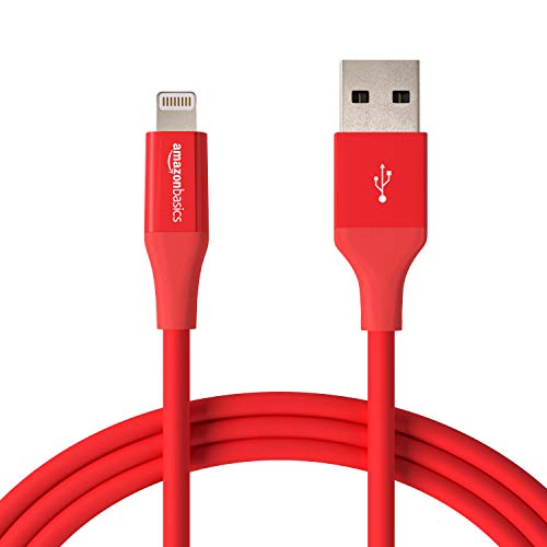 Product Cover AmazonBasics Lightning to USB A Cable, Advanced Collection, MFi Certified iPhone Charger, Red, 6 Foot