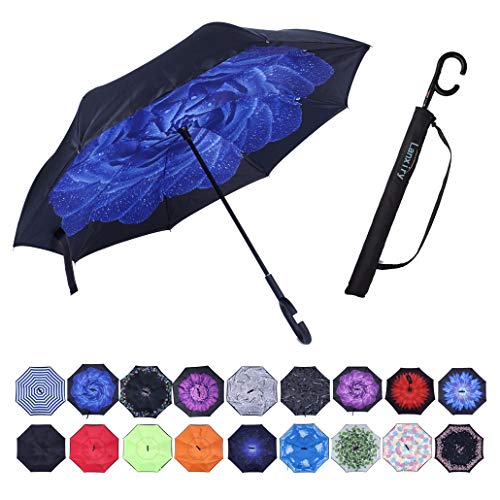 Product Cover lanxiry Umbrella,Large Inverted Reverse Waterproof Umbrellas (Blue Enchantress)