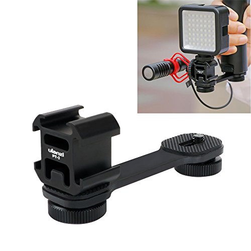 Product Cover Triple Cold Shoe Mount Gimbal Extension Bracket, Universal Mic Stand and Light Mount Plate Adapter for Zhiyun Smooth 4/Smooth Q/DJI OSMO Mobile 2/Feiyu Vimble 2 Gimbal Stabilizer Accessories