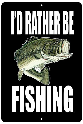 Product Cover Rogue River Tactical Funny Fishing Boat Metal Tin Sign Wall Decor Man Cave Bar I'd Rather Be Fishing