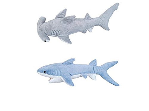 Product Cover Adventure Planet - Set of 2 Plush SHARKS Mako and Hammerhead Shark - Stuffed Animal -Ocean Life - Soft Cuddly Shark Week Tank Toy,  20in. and 19in. set
